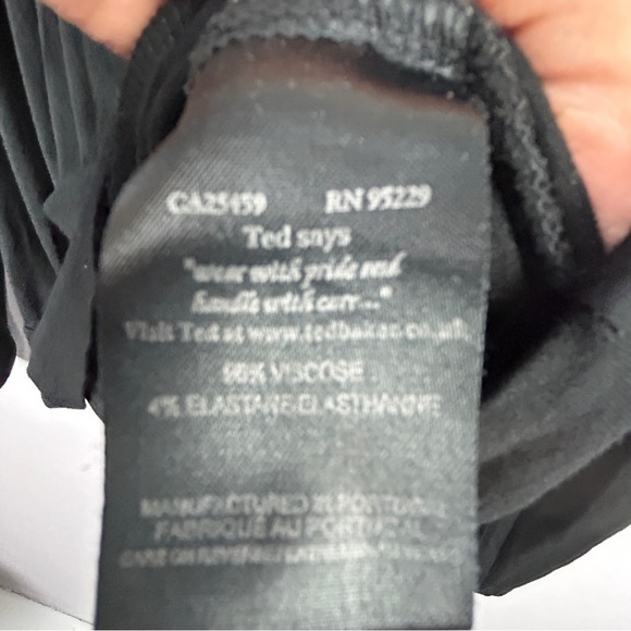 Ted Baker London Black Lightweight Long Sleeves Faux Wrap Top Medium - Picture 11 of 12